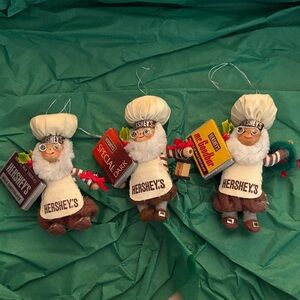 Hershey’s Christmas Ornaments Holiday Chef Ornaments Vintage 3 piece Set